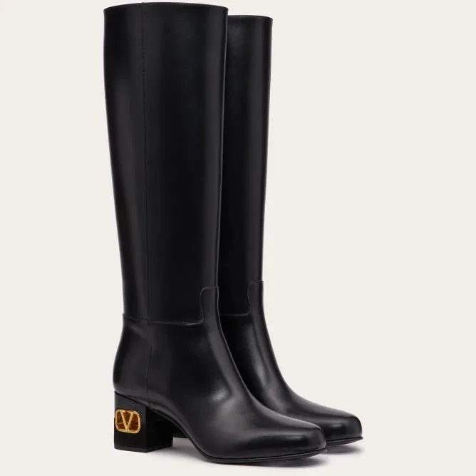 VALENTINO Calf leather boots (heel height 6 cm)