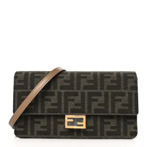 Fendi FF 1974 Wallet On Chain Tobacco/Moro Jacquard Fabric Gold Hardware