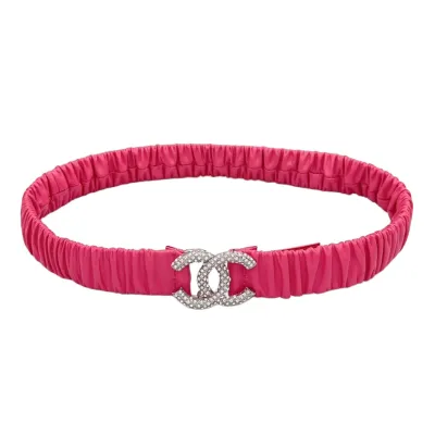 Chanel Women's CC Various Buckles Belt In Pink Lambskin With Gold/Silver Hardware 30mm