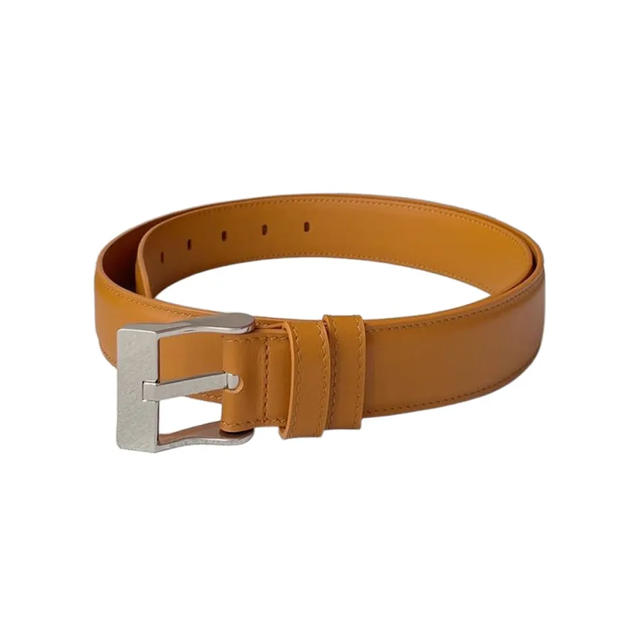 Bottega Veneta Men's Square Buckle Belt In Peru/Blue/Black Smooth Calfskin With Silver/Gold Hardware 35mm