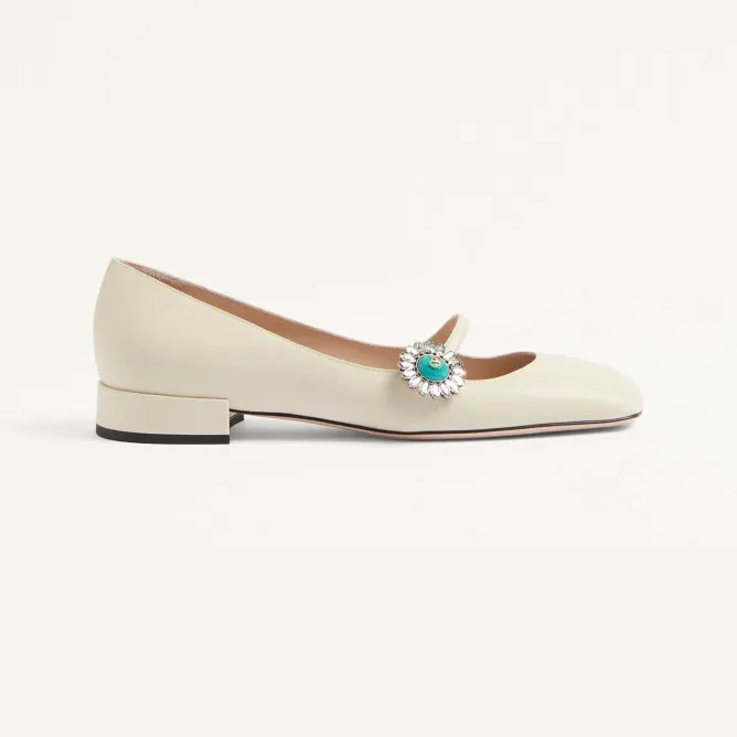 VALENTINO Sheepskin Mary Jane Ballet Flats (heel 2 cm high)