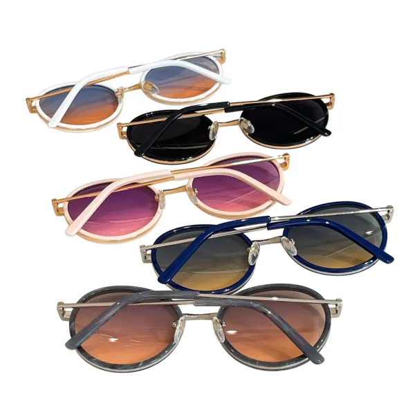 Gucci round frame glasses black gold/white/black silver/beige/blue silver color Size 57口18-145 - Image 9