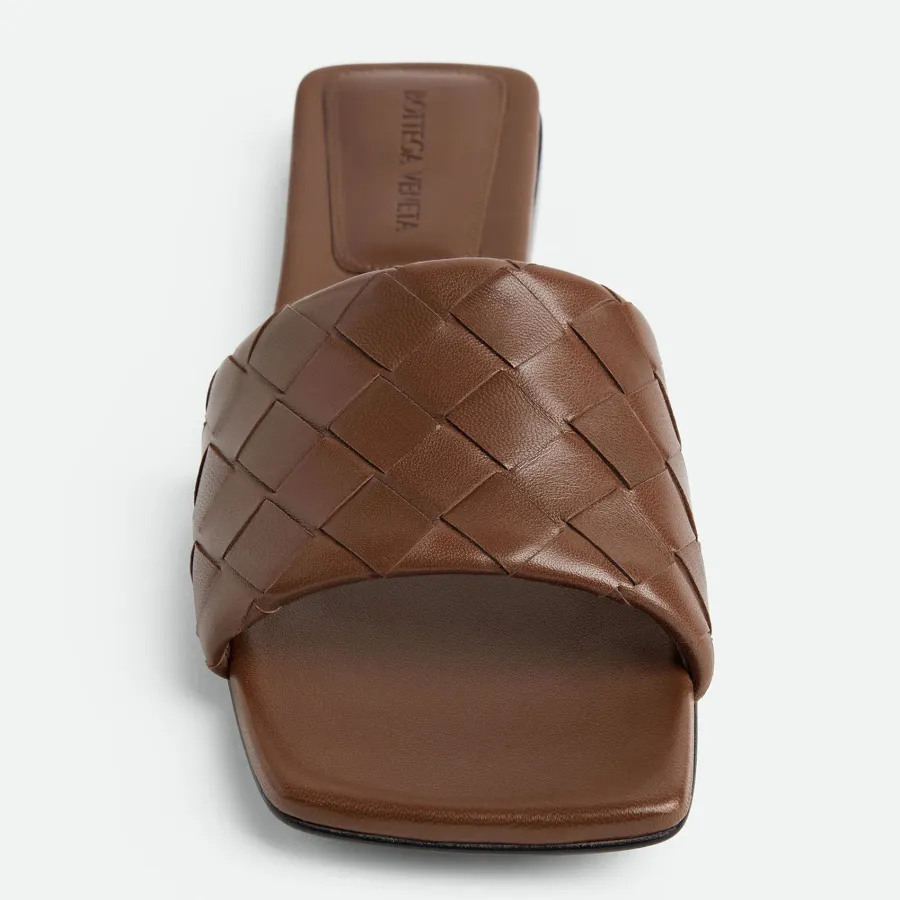 Bottega Veneta Parco Mule In Brown Intrecciato Leather Flat Mule Sandal