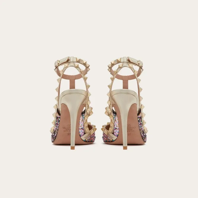 VALENTINO Sequined embroidered rivet heels (10 cm high heel)
