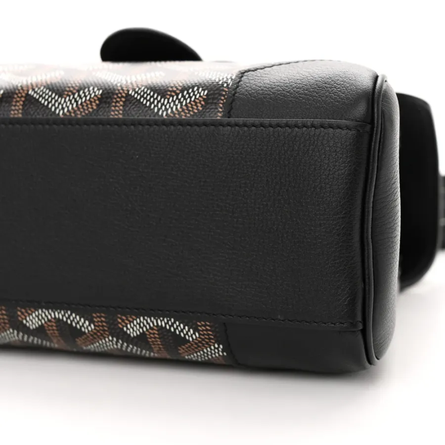 Goyard Mini Saigon Black Goyardine Canvas Silver Hardware