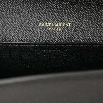 Saint Laurent Small Uptown Chain Wallet Black Grain De Poudre Leather Gold Hardware