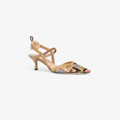 FENDI Colored-mesh medium heel slingers