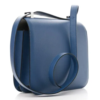 Hermès Constance Verso 24 Bleu Agate / Gris Mouette Epsom Leather Palladium Silver Hardware