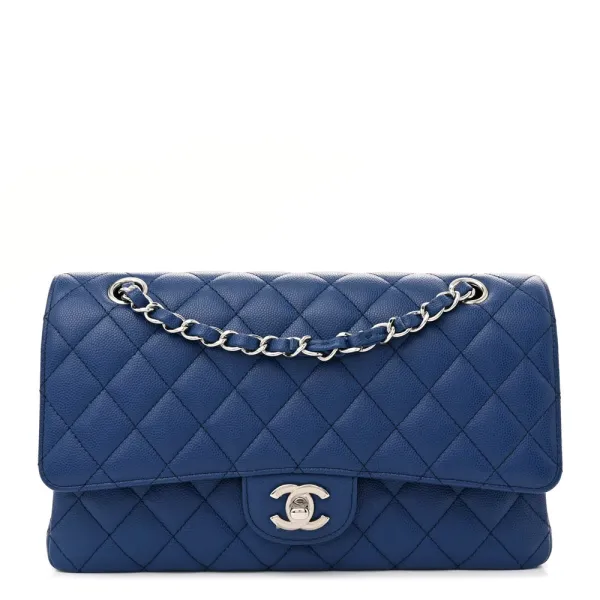 Grade Designer Handbags | Blue Quilted Chanel Flap