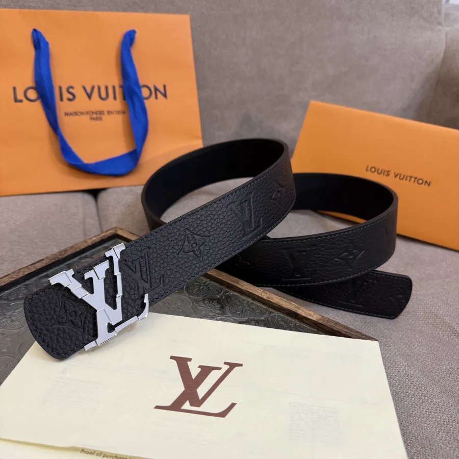 Louis Vuitton Men's Shield Reversible Belt In Black Monorgam Calfskin With Gold/Silver/Gun Black Hardware 40mm