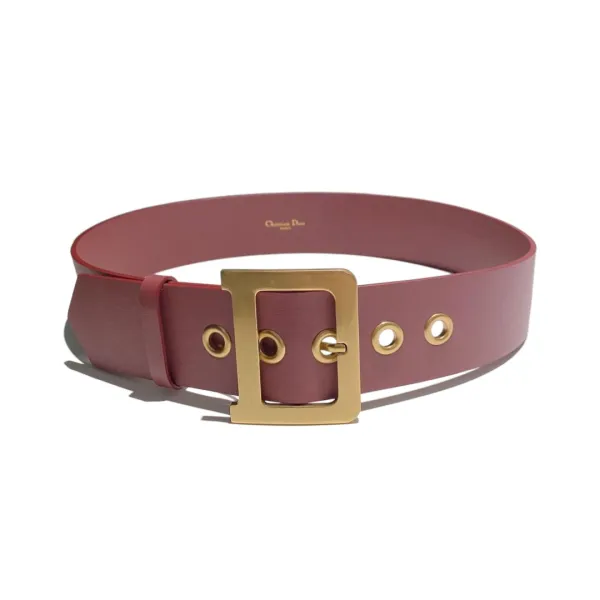 Dior Women' s Jumbo D Buckle Belt In Pink/Red Calfskin With Gold Hardware 50mm - Image 3