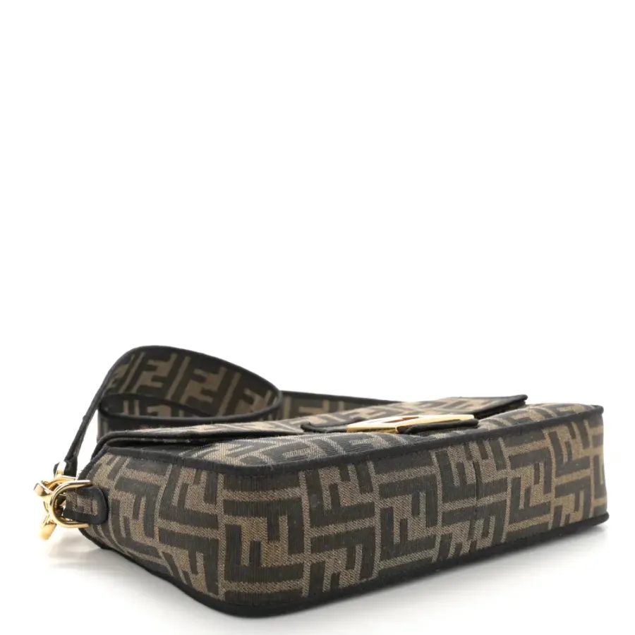 Fendi Medium FF 1974 Baguette Tobacco/Moro/Black Jacquard Fabric Gold Hardware