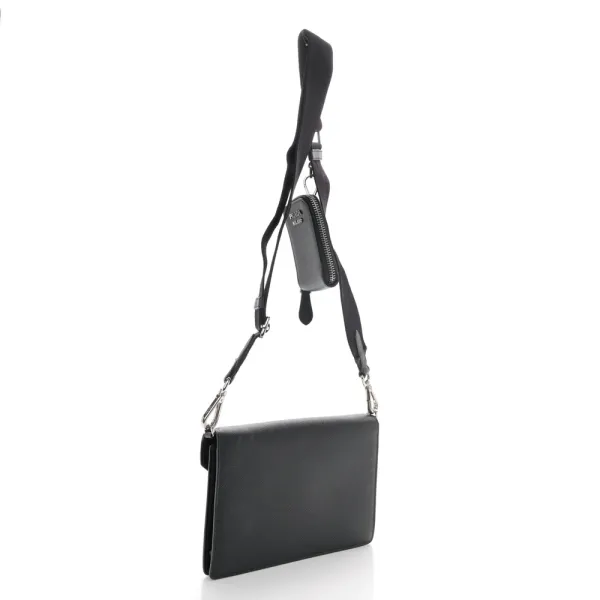 Prada Mini Envelope Bag Black Saffiano & City Calf Leather Silver Hardware - Image 3
