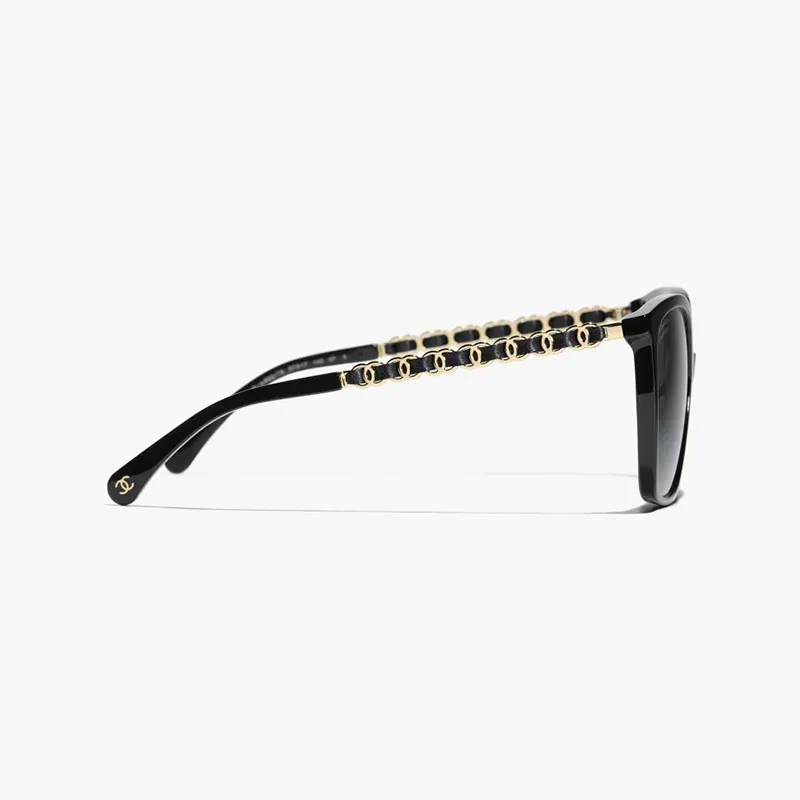 CHANEL square frame glasses black color size 57-17-140