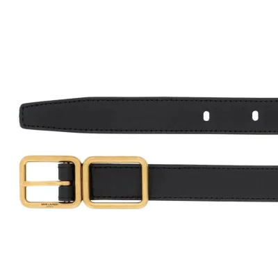 Saint Laurent Double Frame Buckle Belt In Black/Brown/Beige/White Calfskin With Gold Hardware 20mm