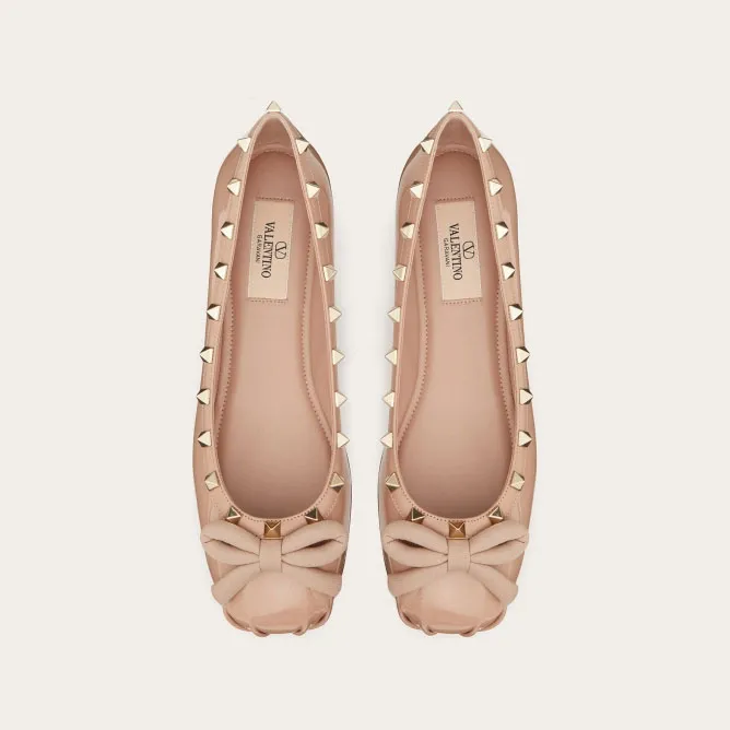 VALENTINO Studded patent leather ballet flats