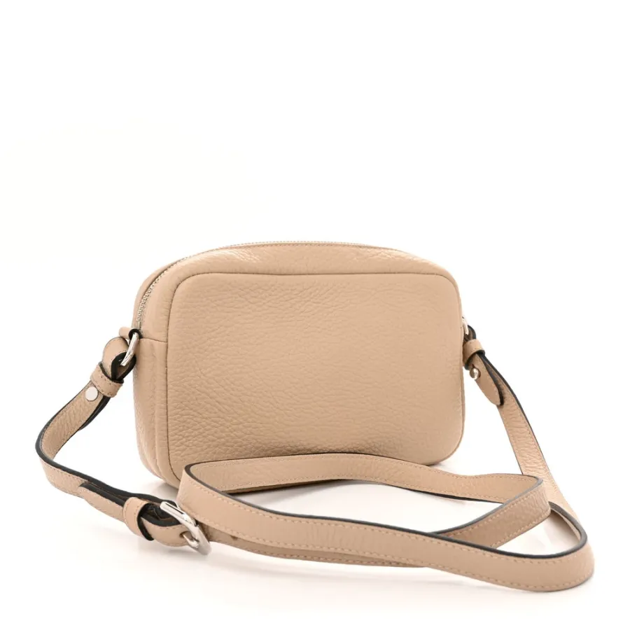 Prada Small Camera Crossbody Bag Sand Vitello Daino Leather Silver Hardware