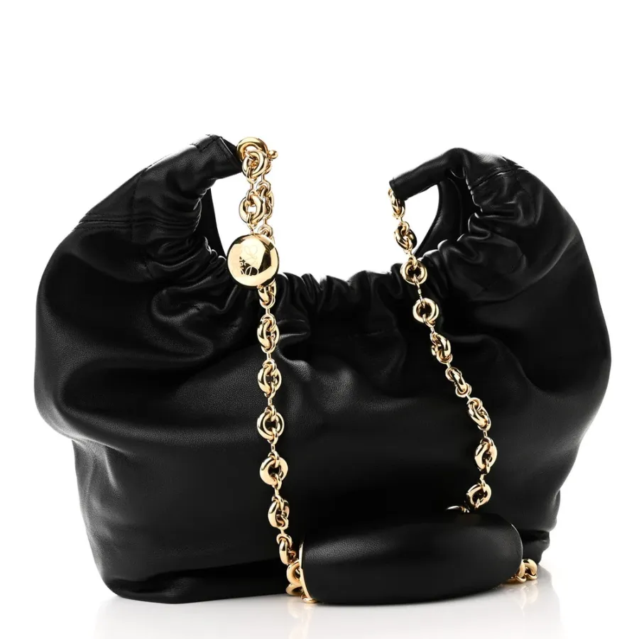 Loewe Squeeze Bag Mini Black Buttery Nappa Lambskin Leather Gold Hardware
