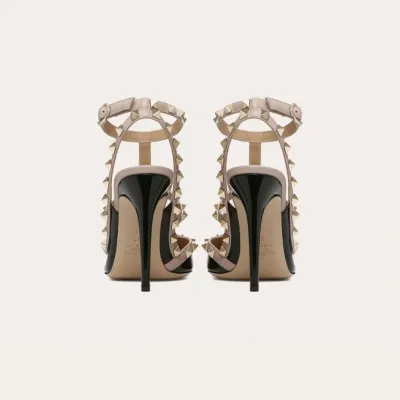VALENTINO Patent leather lace-up rivet heels