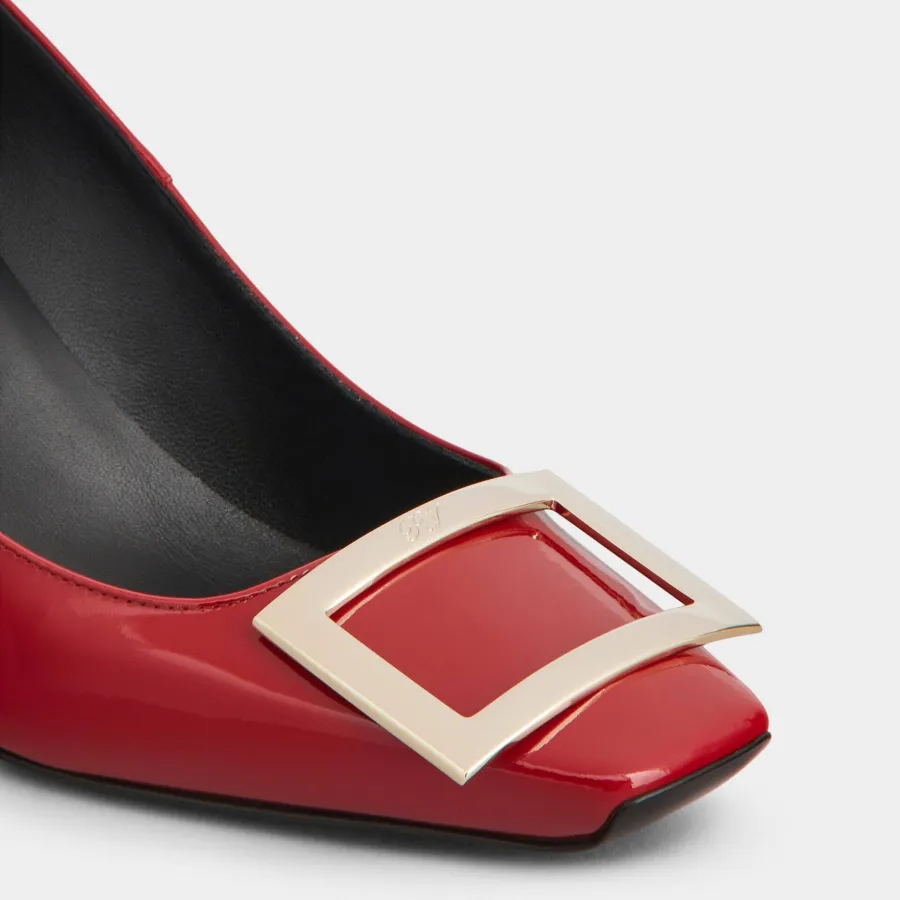 Roger Vivier Trompette Pumps High Heels In Red Patent Leather With Metal Buckle (Heel Height 7cm)