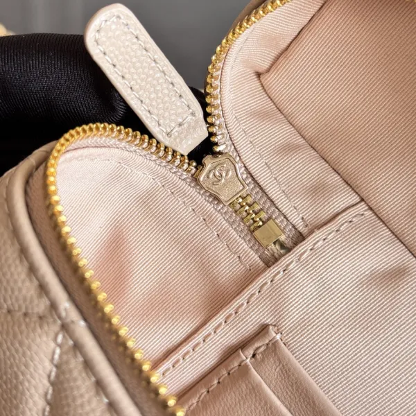 Chanel Apricot color / Yellow / Pink / white / Grey / Black  Quilted Caviar Leather handle makeup bag handbag - Image 6