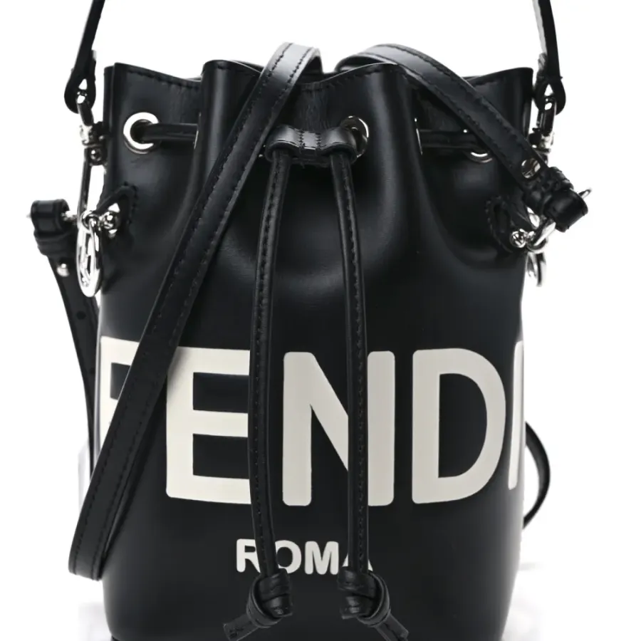 Fendi Mini F is Fendi Logo Embossed Mon Tresor Bucket Bag Black King Vitello Leather Silver Hardware