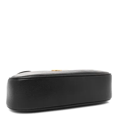 Gucci Small Aphrodite Shoulder Bag Black Goatskin Leather Brass Hardware