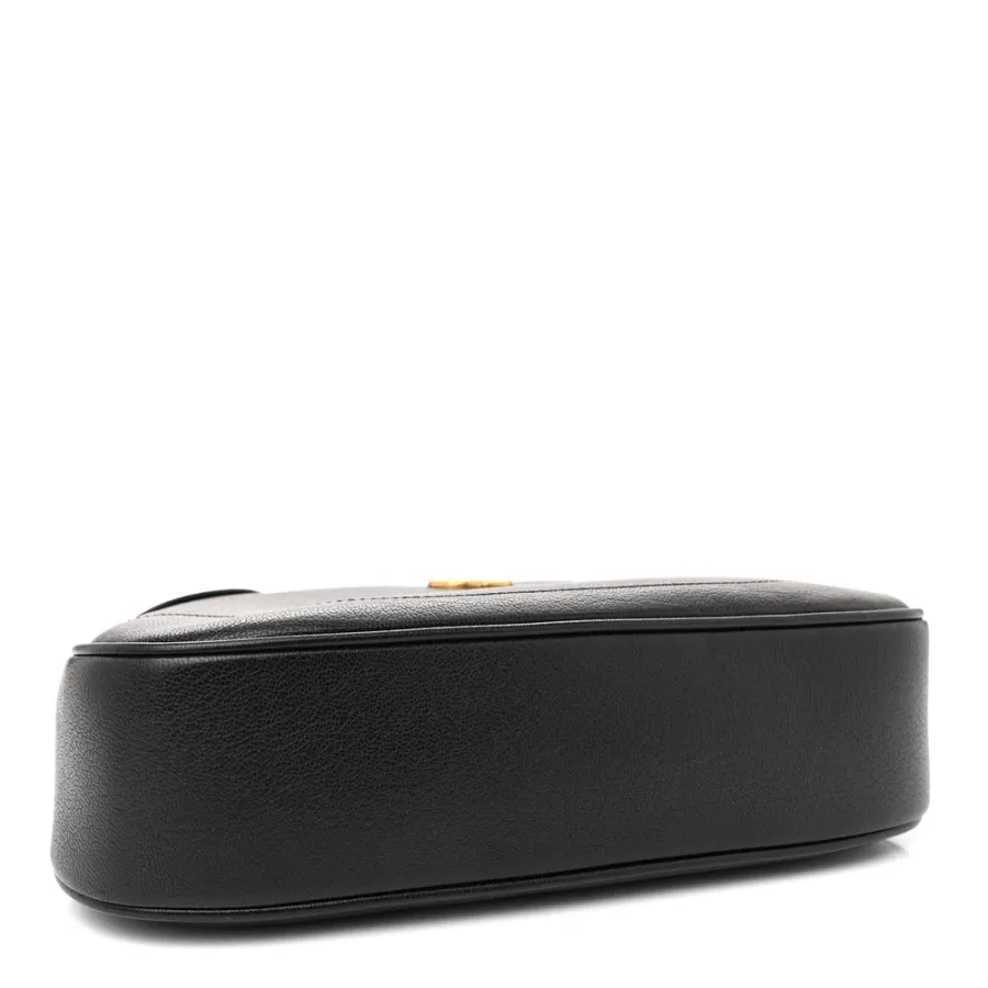 Gucci Small Aphrodite Shoulder Bag Black Goatskin Leather Brass Hardware