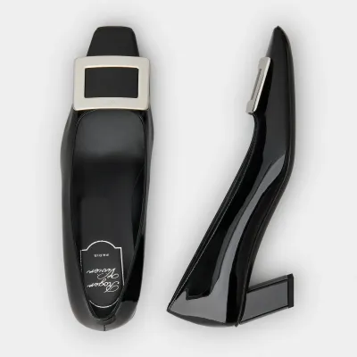 Roger Vivier Belle Vivier Pumps High Heels In Black Patent Leather With Metal Buckle (Heel Height 4.5cm)