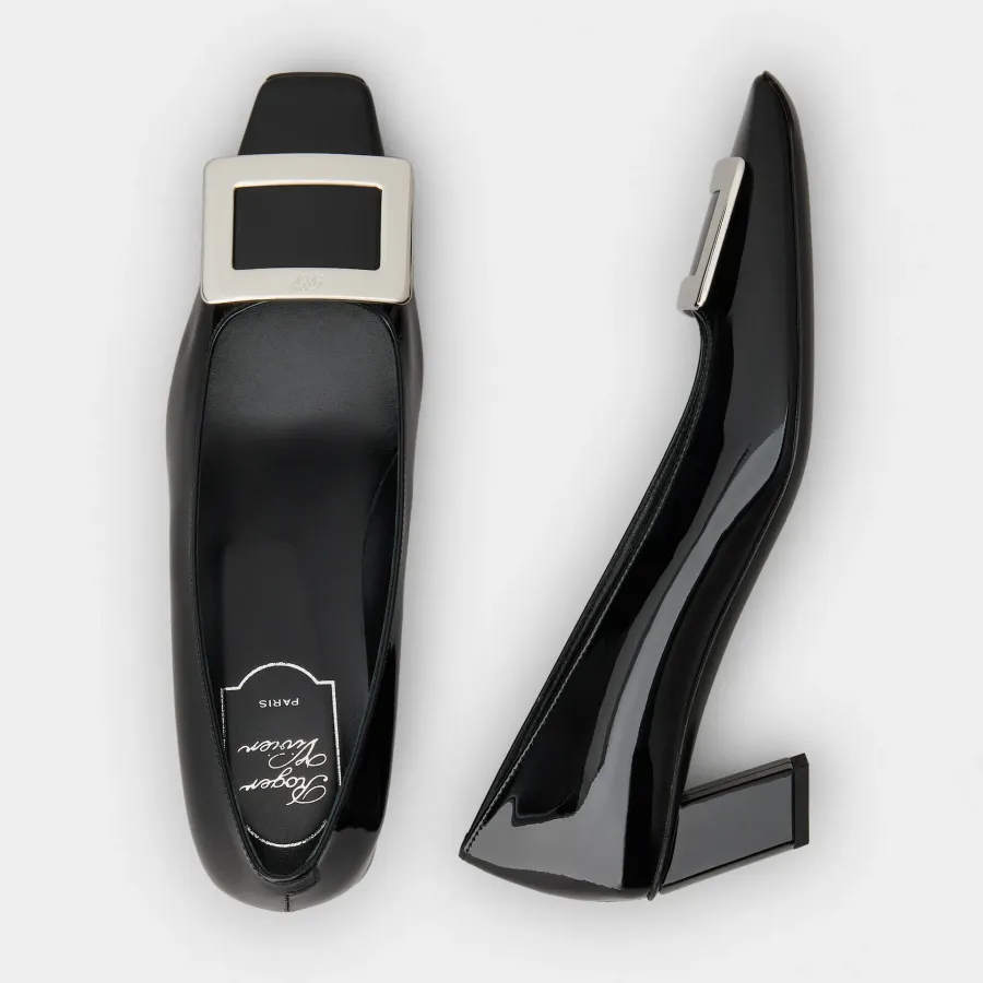 Roger Vivier Belle Vivier Pumps High Heels In Black Patent Leather With Metal Buckle (Heel Height 4.5cm)
