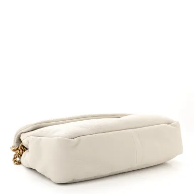 Saint Laurent Large Calypso Bag Blanc Vintage Grained Lambskin Leather Aged Gold Hardware