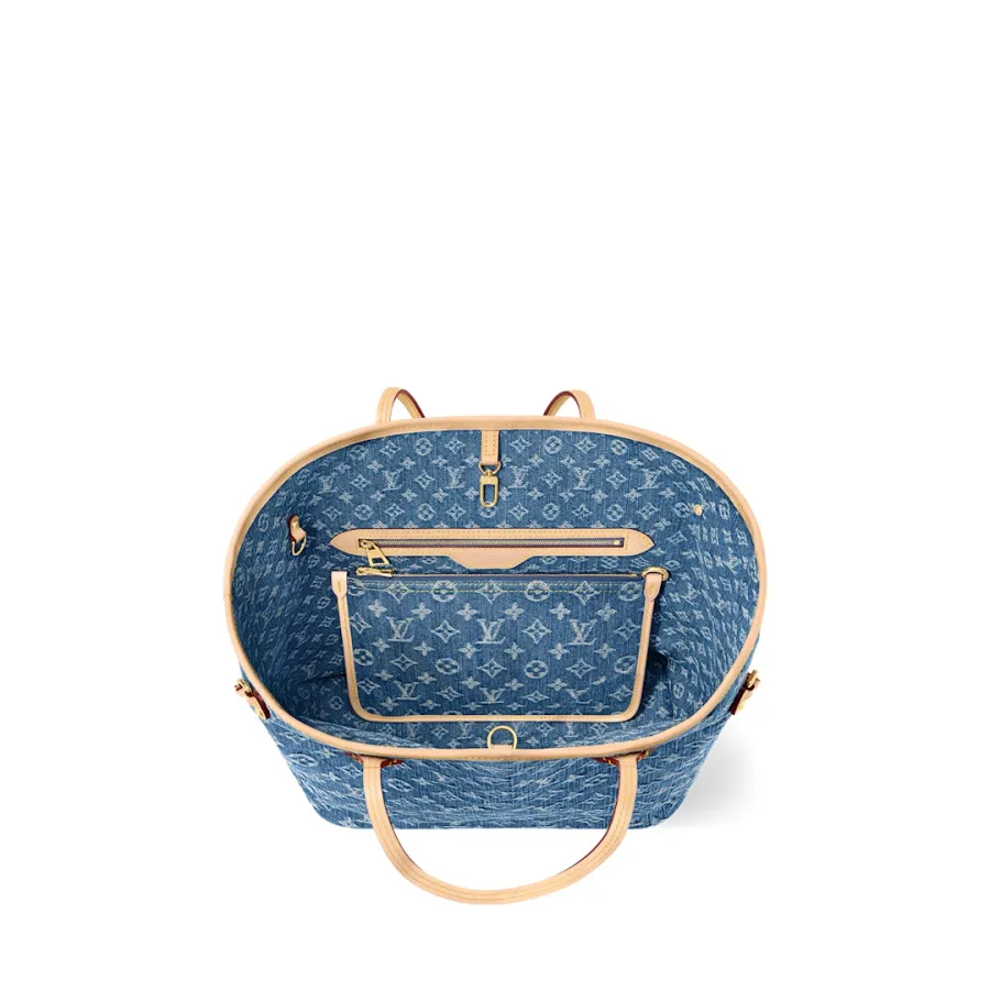 Louis Vuitton Neverfull Monogram Denim MM Gold Hardware