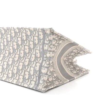 Dior Medium Book Tote Grey Oblique Embroidered Canvas