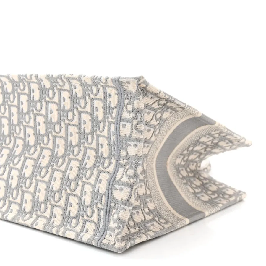 Dior Medium Book Tote Grey Oblique Embroidered Canvas