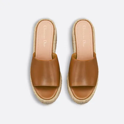 Dior brown wedge heel slippers