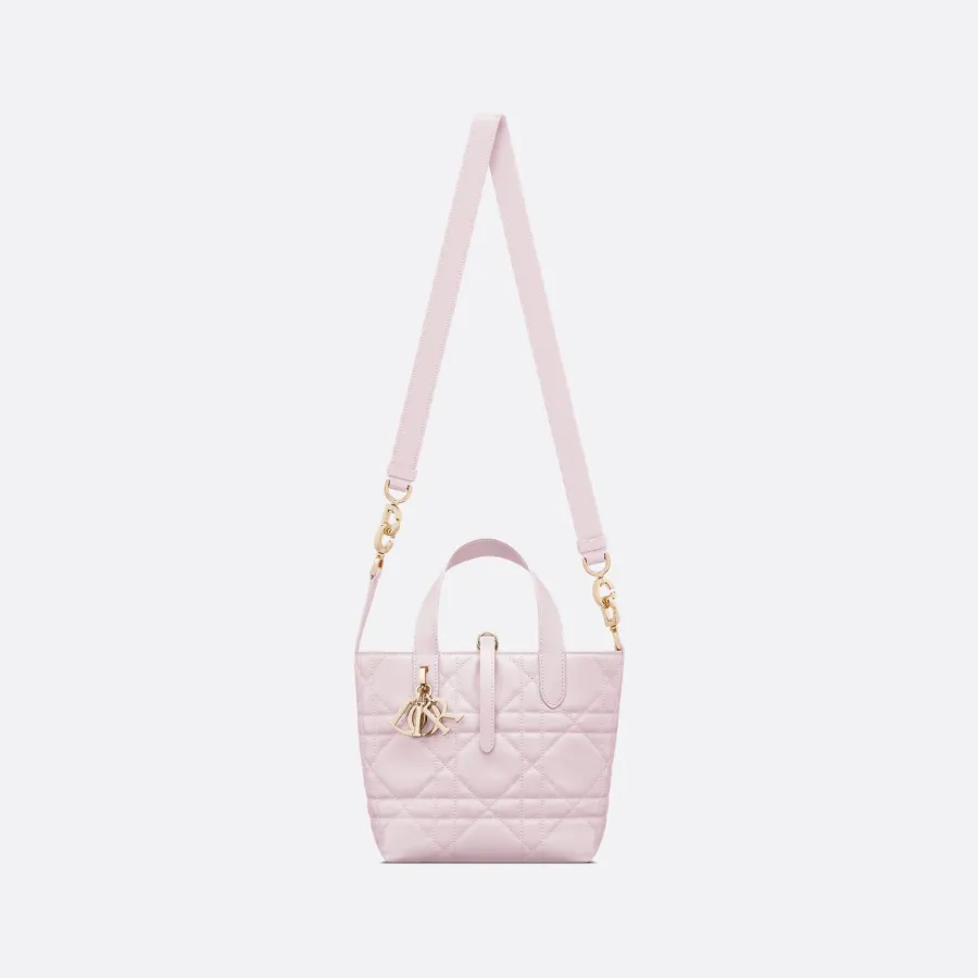 Dior Toujours Vertical Nano Tote Bag In Light Pink/Black/White/Beige Crossbody Bags Calfskin Leather Top-Handle Bags
