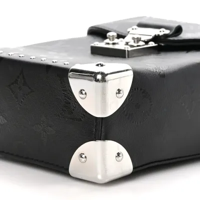 Louis Vuitton Print Camera Box PM Black Monogram Calfskin Leather Silver Hardware