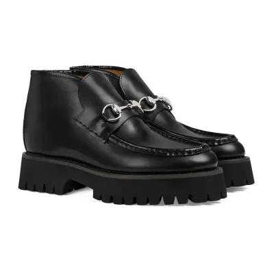 Gucci black horse collar ankle boots