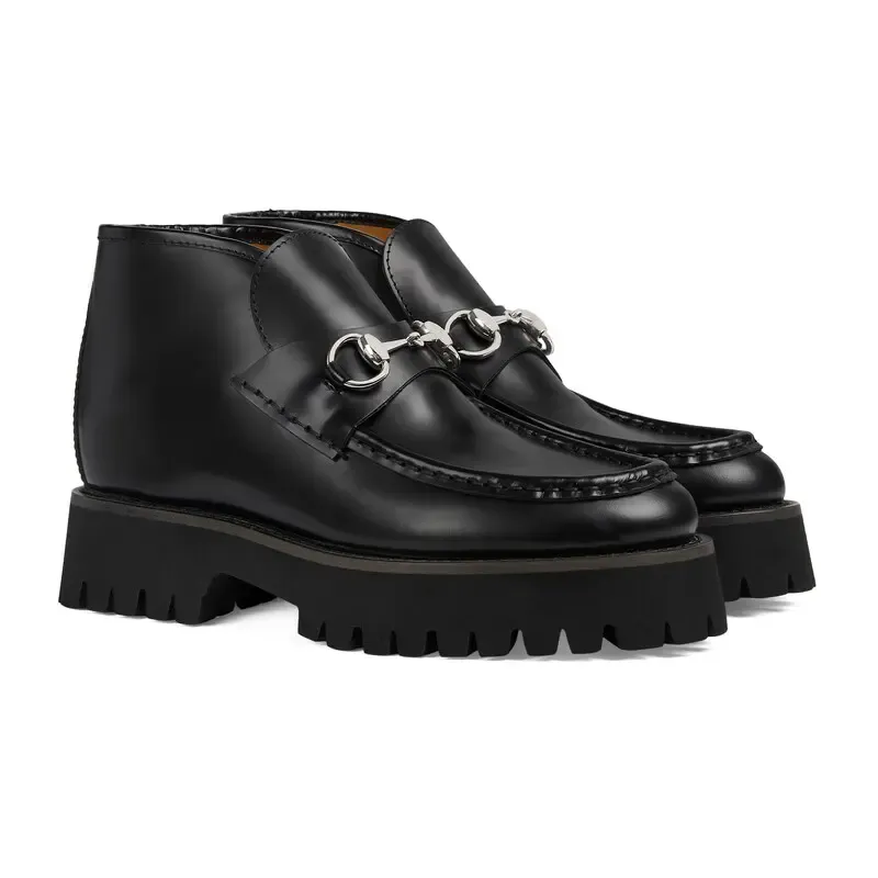 Gucci black horse collar ankle boots