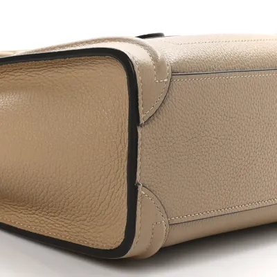 Celine Nano Luggage Bag Dune Drummed Calfskin Leather