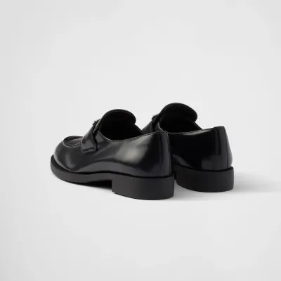 PRADA Black shiny leather loafers