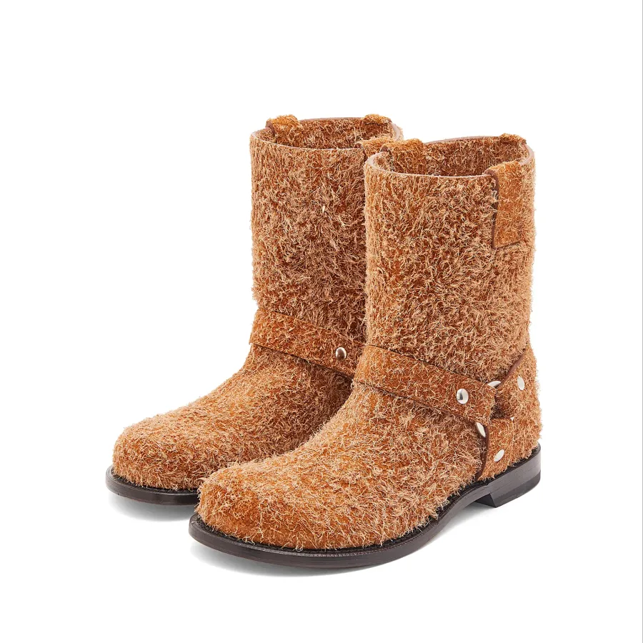 LOEWE Brown frosted suede Campo boots