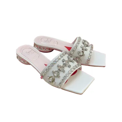 Roger Vivier Jewel Heels Sandals In Black/White Leather With Crystals (Heel Height 2.5cm)