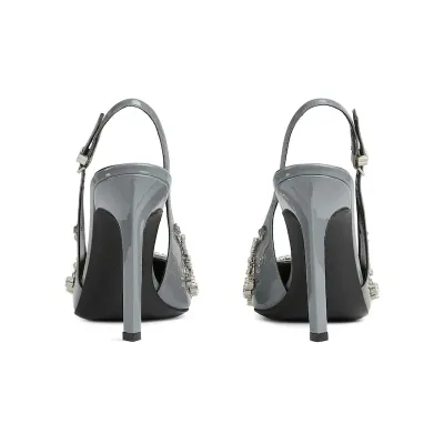 Gucci blue pointed heels crystal high heels shoes Rear lace up high heels