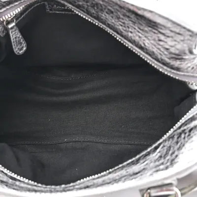 Balenciaga XS Crystal Neo Cagole Handbag Silver Agneau Arena Leather Silver Hardware