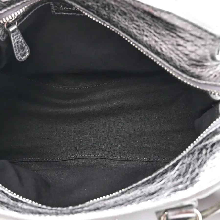 Balenciaga XS Crystal Neo Cagole Handbag Silver Agneau Arena Leather Silver Hardware