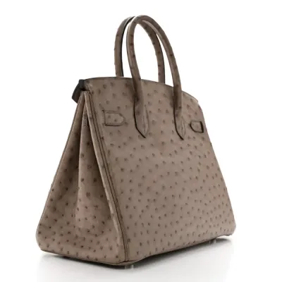 Hermès Birkin 30 Gris Tourterelle Ostrich Leather Palladium Hardware