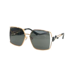 CHANEL square frame glasses black gold color size 62口17-138