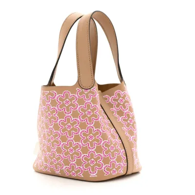 Hermès Micro Lucky Daisy Picotin Lock Chai/Rose/White Swift Leather Palladium Silver Hardware