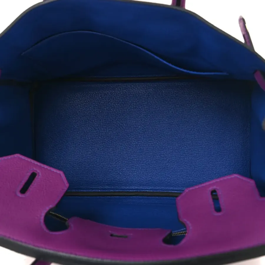 Hermès Horseshoe Birkin 30 Anemone / Bleu Electrique Togo Leather Gold Hardware